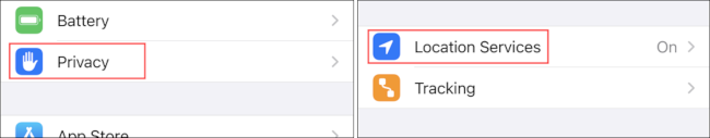 Tap "Privacy," and then tap "Location Services."