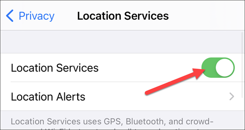 Toggle-On "Location Services" if it isn't enabled.