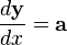 \frac{d\mathbf{y}}{dx} = \mathbf{a}