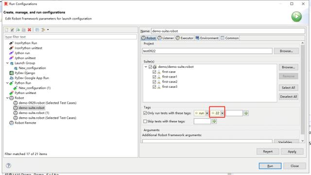 Robotframework-RED-运行或跳过指定tag的case