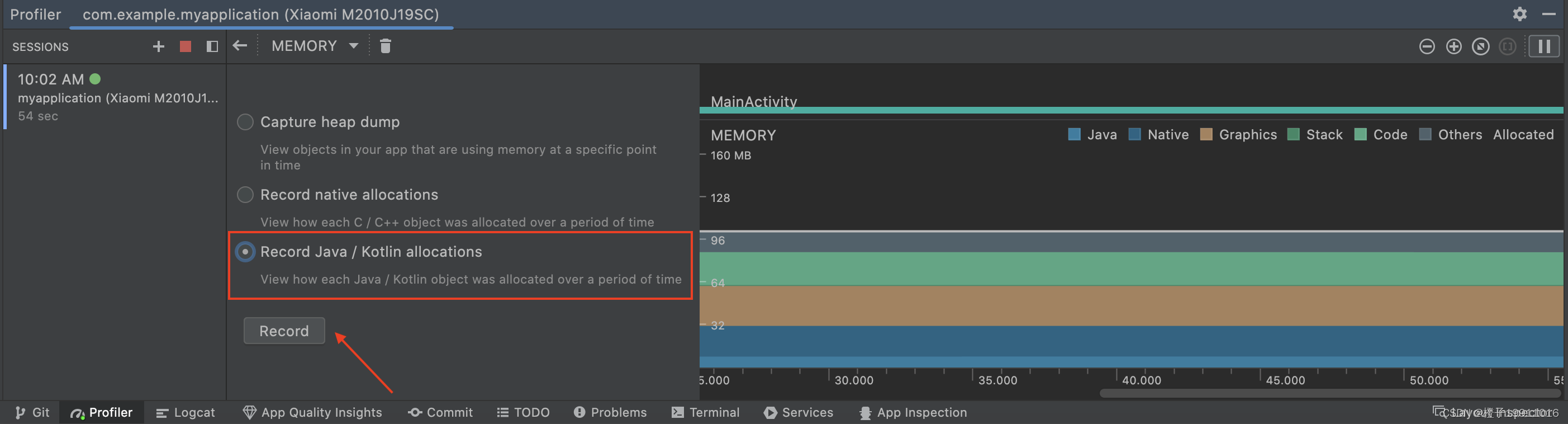 Record java/kotlin allocations