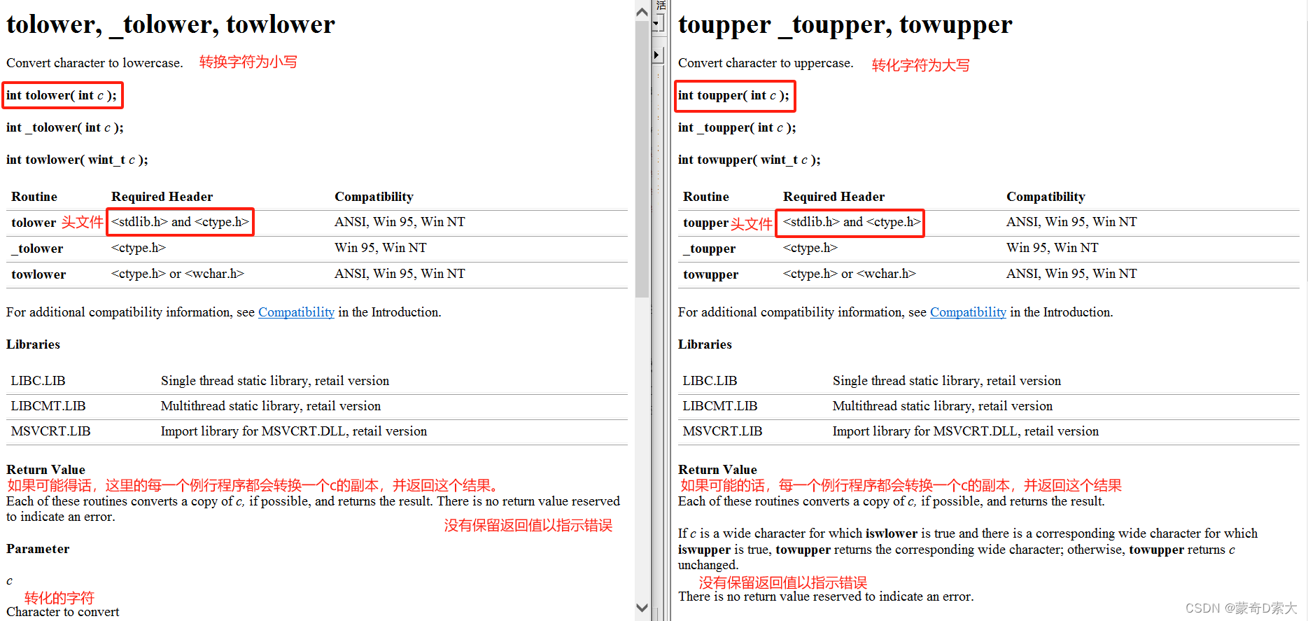 tolower、toupper函数