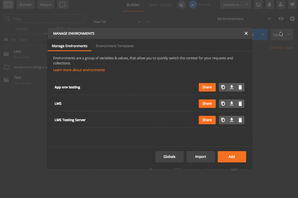 Exporting - importing environment