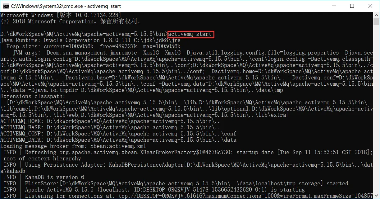 图3 启动activemq