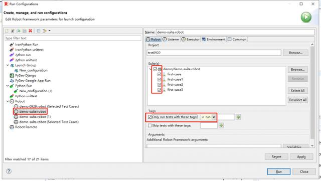 Robotframework-RED-运行或跳过指定tag的case