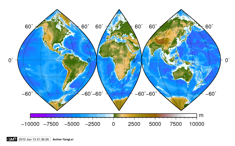 [转载]GMT绘制不同投影方式的地形图