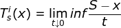 T_{s}^{i} (x)=\lim_{t\downarrow 0}inf\frac{S-x}{t}