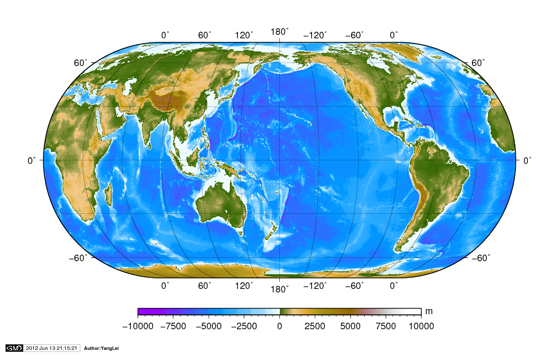 [转载]GMT绘制不同投影方式的地形图