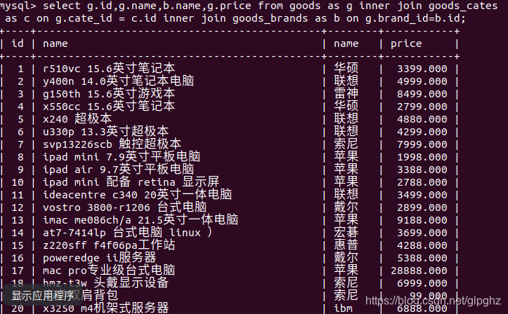 查询语句出现列名相同的情形