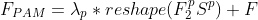 F_{PAM}=\lambda_{p}*reshape(F^{p}_{2}S^{p})+F