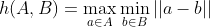 h(A,B)=\max\limits_{a \in A} \min\limits_{b \in B}||a-b||