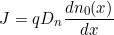 \small J=qD_n\frac{dn_0(x)}{dx}