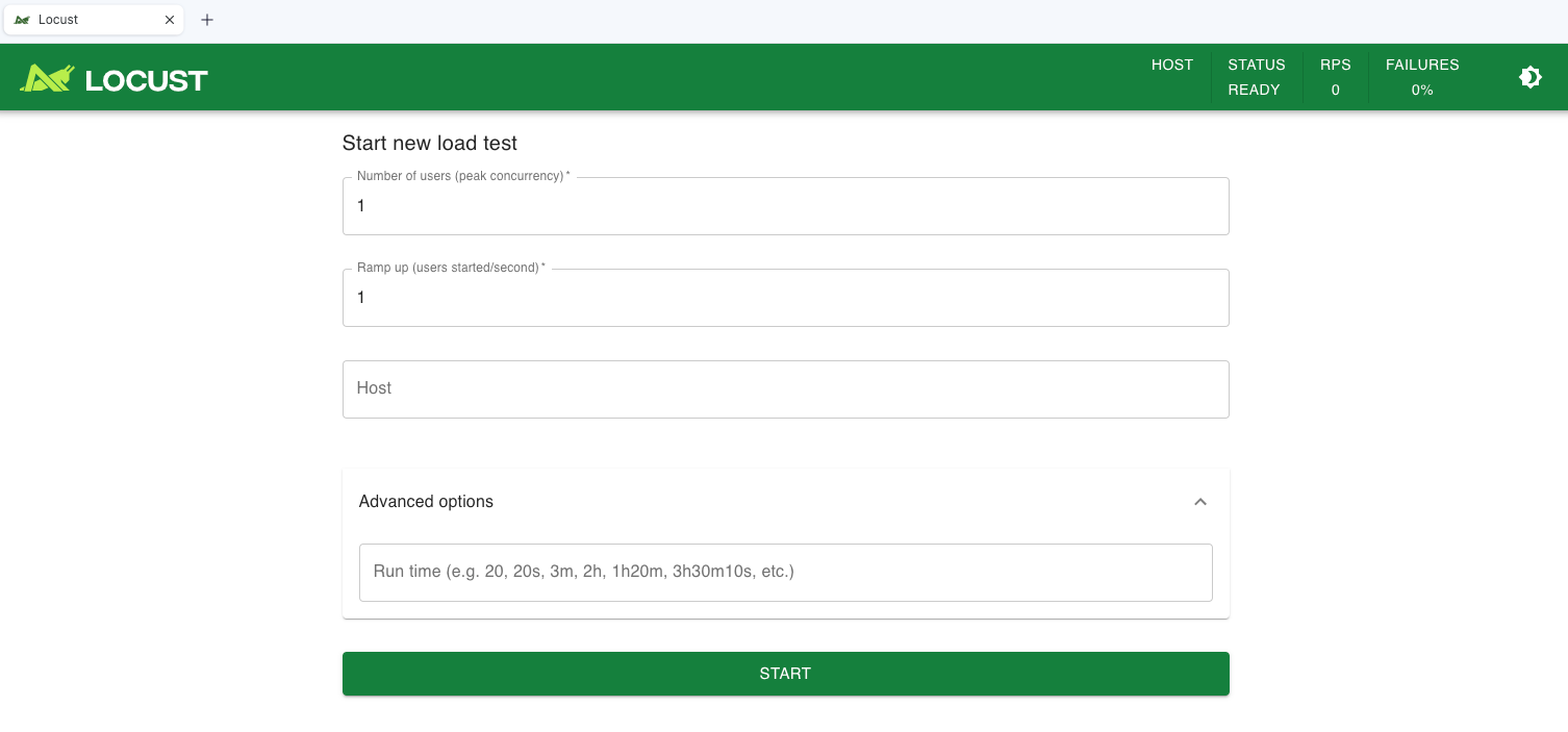 Locust Web UI