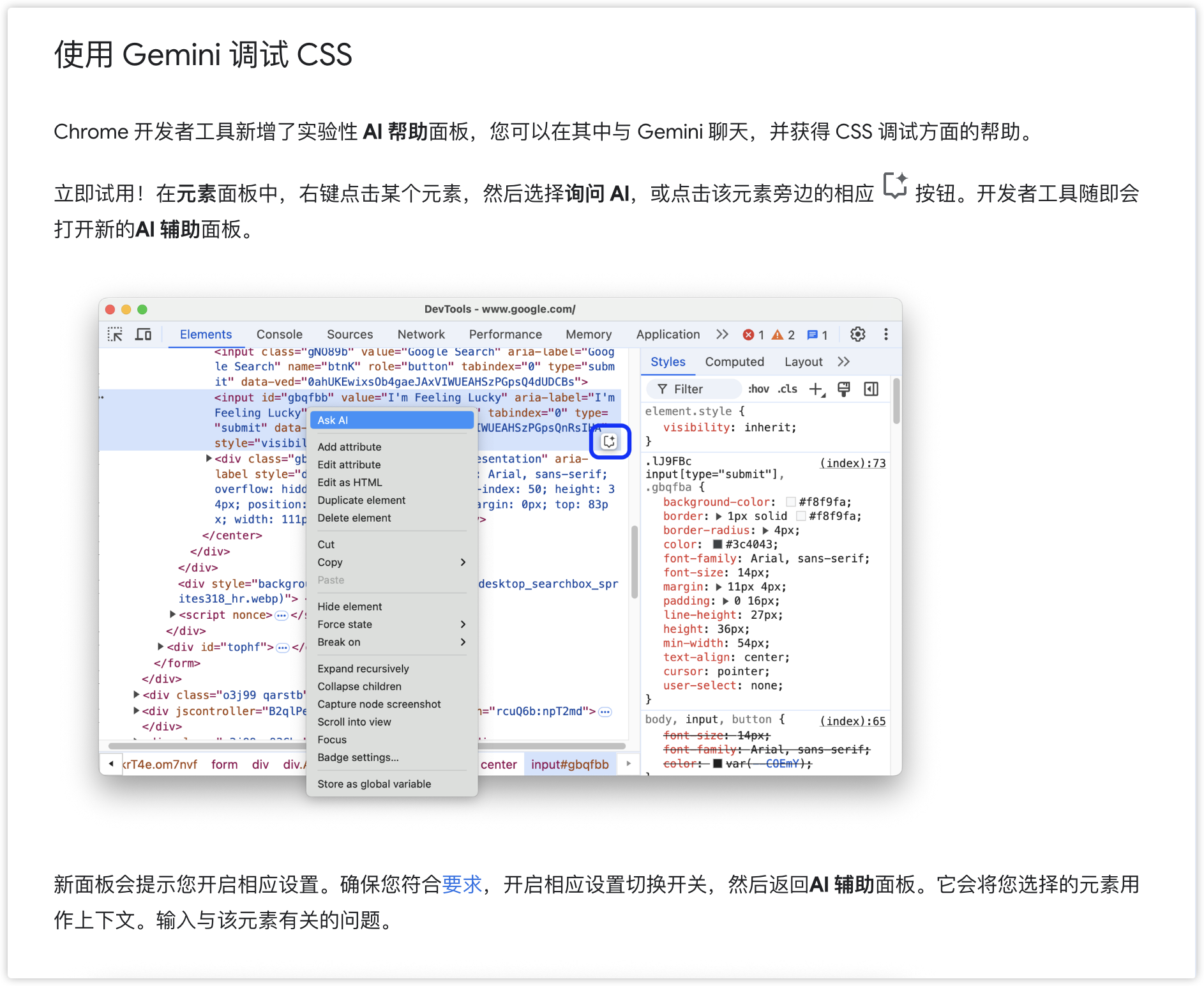 使用 Gemini 调试 CSS