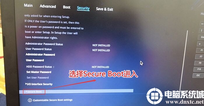 选择secure boot进入