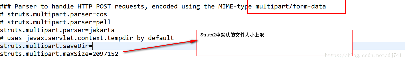 Struts2中上传的文件默认大小