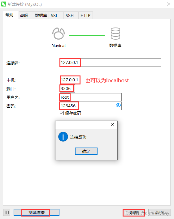 navicat connection input