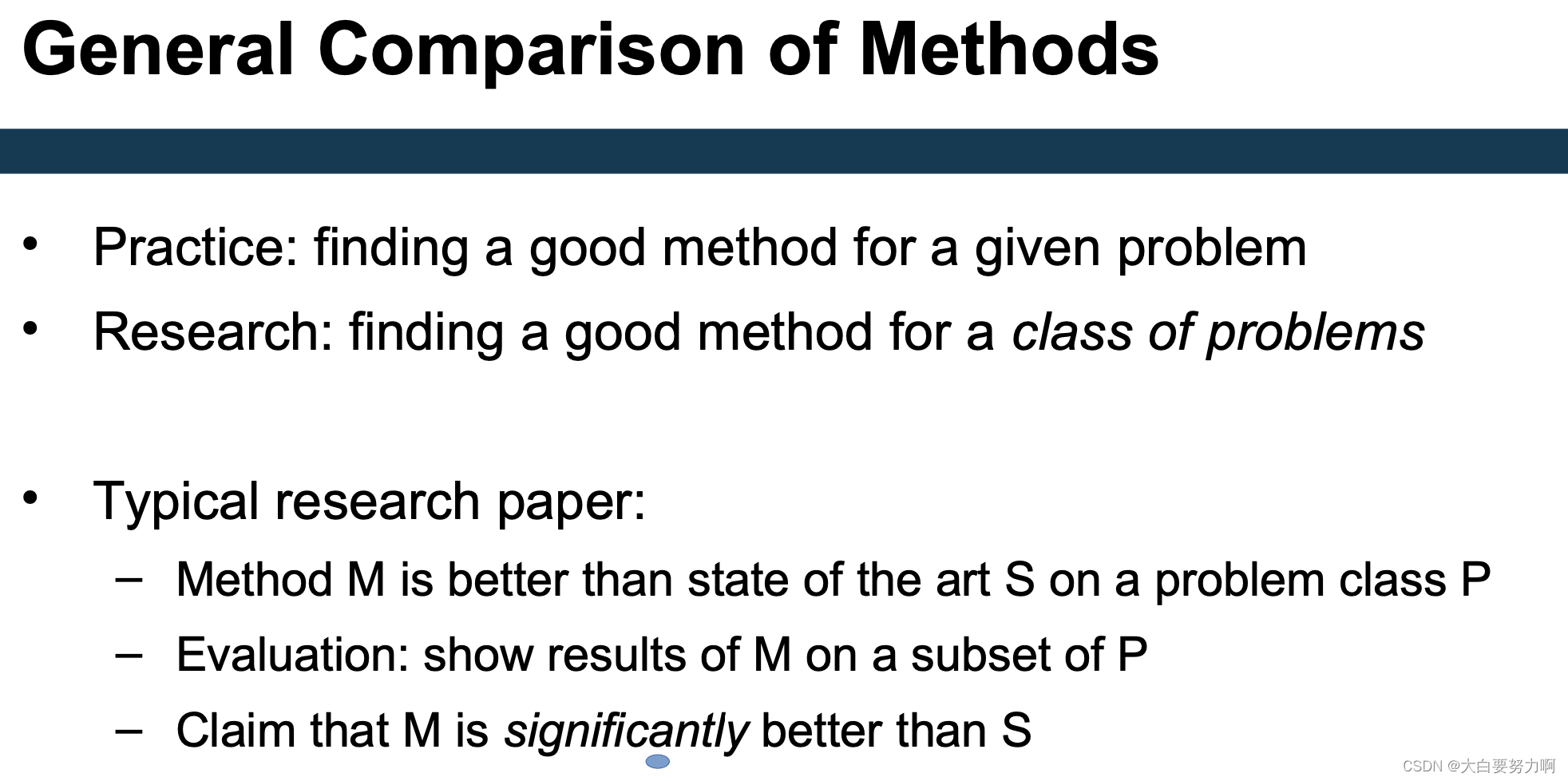 General Comparison of Methods