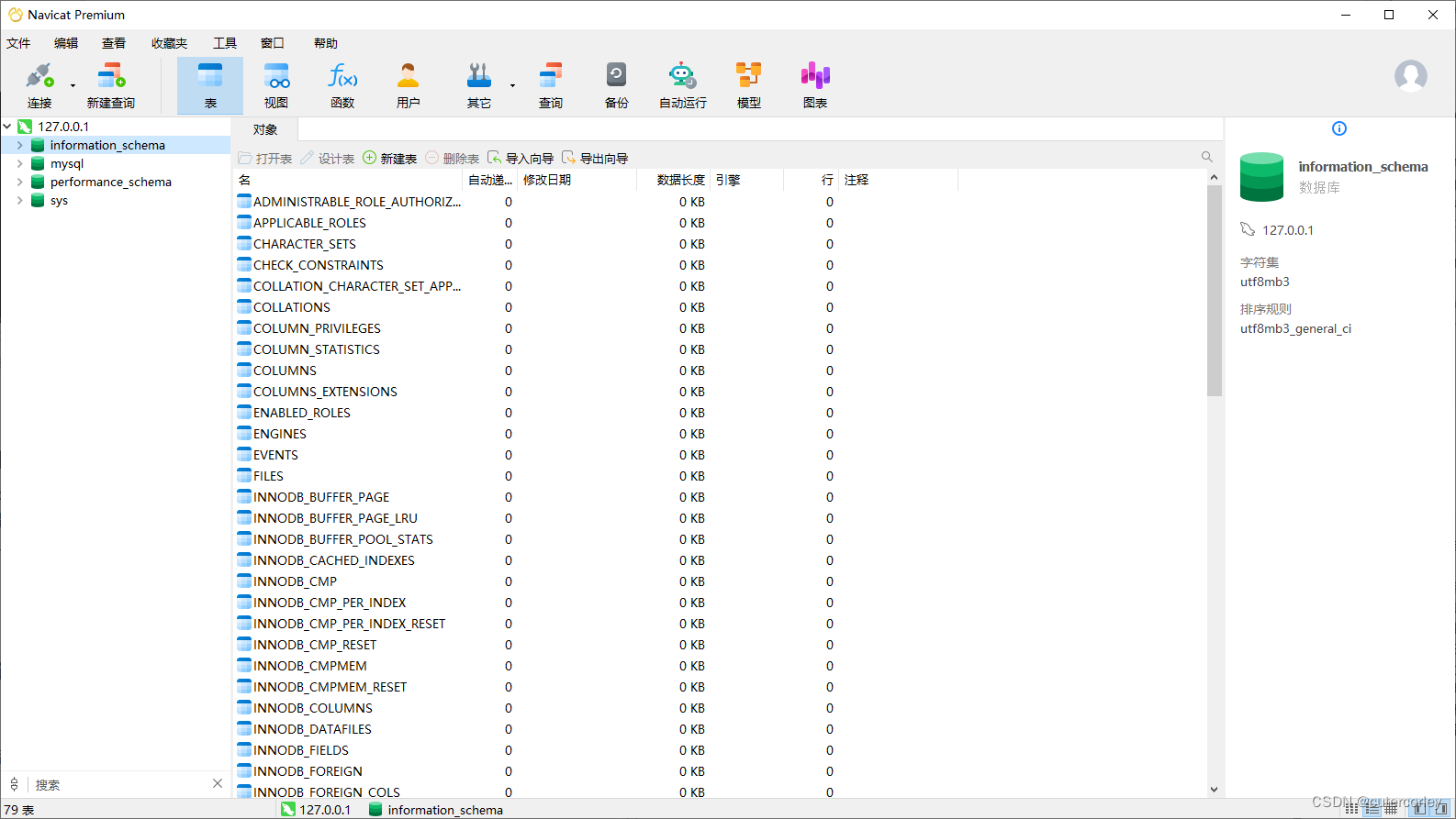 navicat mysql sys