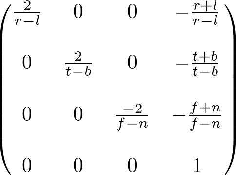 OpenGL Orthographic Projection Matrix