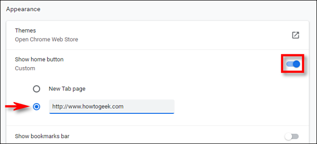 Setting a home page in Google Chrome.