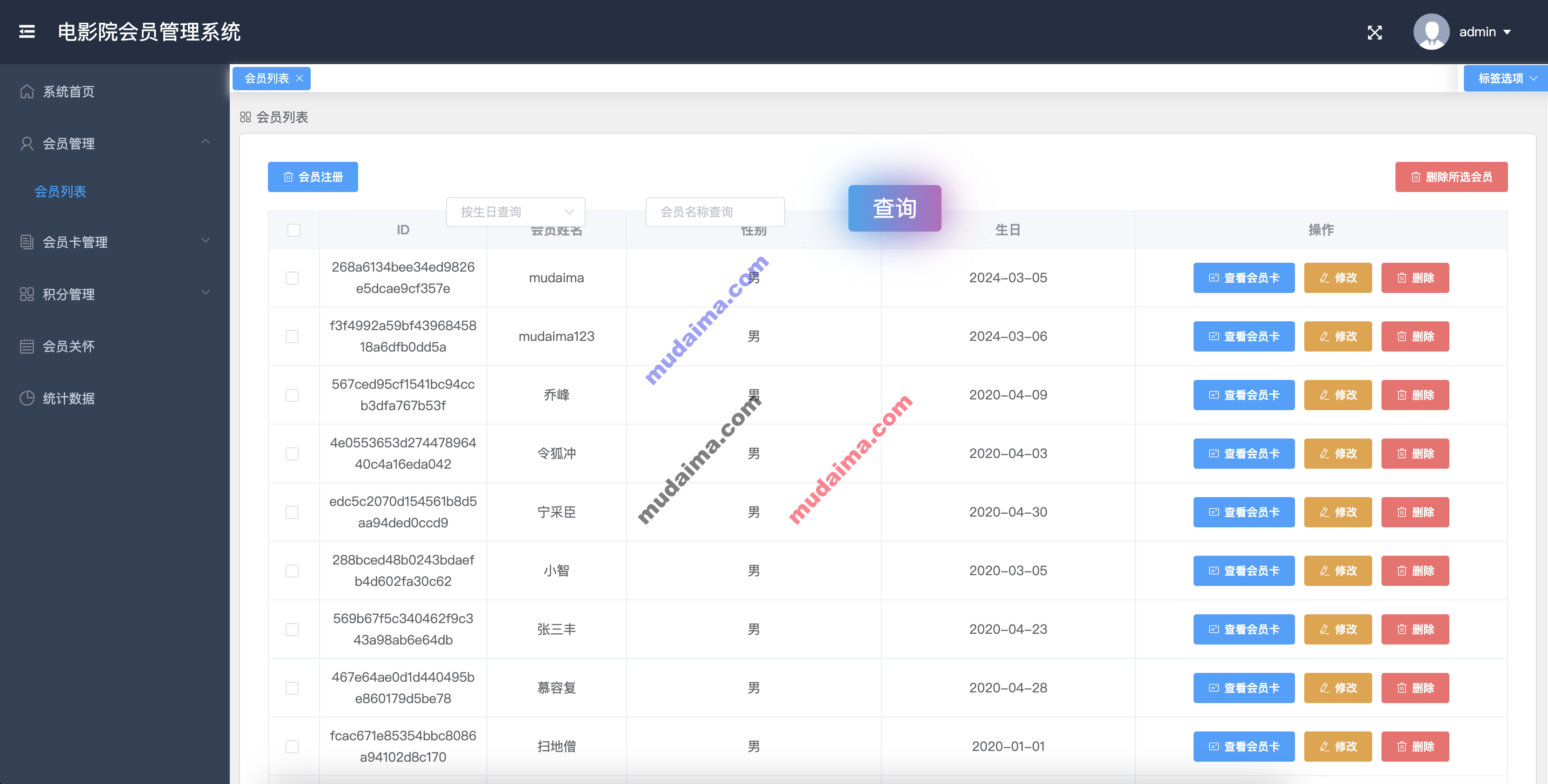 【S121】基于springboot+vue电影会员积分管理系统项目源码 前后端分离 含文档