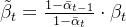 \tilde{\beta}_{t}=\frac{1-\bar{\alpha}_{t-1}}{1-\bar{\alpha}_{t}} \cdot \beta_{t}