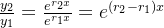 \frac{y_{2}}{y_{1}}=\frac{e^{r_{2}x}}{e^{r_{1}x}}=e^{(r_{2}-r_{1})x}