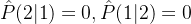 \hat{P}(2|1)=0,\hat{P}(1|2)=0