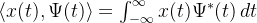 \langle x(t), \Psi(t) \rangle = \int_{-\infty}^{\infty} x(t) \Psi^*(t) \, dt