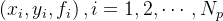 \left(x_{i}, y_{i}, f_{i}\right), i=1,2, \cdots, N_{p}