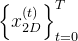 \left\{x_{2 D}^{(t)}\right\}_{t=0}^{T}