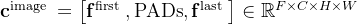 \mathbf{c}^{\text {image }}=\left[\mathbf{f}^{\text {first }}, \mathrm{PADs}, \mathbf{f}^{\text {last }}\right] \in \mathbb{R}^{F \times C \times H \times W}