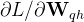 \partial L/\partial \mathbf{W}_{qh}