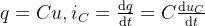 \small q=Cu,i_{C}=\frac{\textup{d}q}{\textup{d}t}=C\frac{\textup{d}u_{C}}{\textup{d}t}