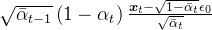 \sqrt{\bar{\alpha}_{t-1}}\left(1-\alpha_{t}\right) \frac{\boldsymbol{x}_{t}-\sqrt{1-\bar{\alpha}_{t}} \epsilon_{0}}{\sqrt{\bar{\alpha}_{t}}}