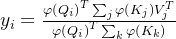 y_{i}= \frac{\varphi \left ( Q_{i} \right )^{T}\sum_{j}^{}\varphi \left ( K_{j} \right )V_{j}^{T}}{\varphi \left ( Q_{i} \right )^{T}\sum_{k}^{}\varphi \left ( K_{k} \right )}