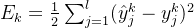 E_k = \frac{1}{2}\sum_{j=1}^l (\hat y_j^k-y_j^k)^2