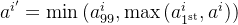 a^{i^{\prime}}=\min \left(a_{99}^{i}, \max \left(a_{1^{\mathrm{st}}}^{i}, a^{i}\right)\right)