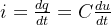 i = \frac{dq}{dt} = C\frac{du}{dt}