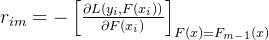 eq?r_%7Bim%7D%20%3D%20-%5Cleft%5B%20%5Cfrac%7B%5Cpartial%20L%28y_i%2C%20F%28x_i%29%29%7D%7B%5Cpartial%20F%28x_i%29%7D%20%5Cright%5D_%7BF%28x%29%20%3D%20F_%7Bm-1%7D%28x%29%7D